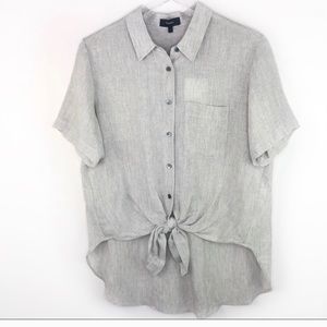 Theory Hekanina Linen Tie Front Shirt Button Down